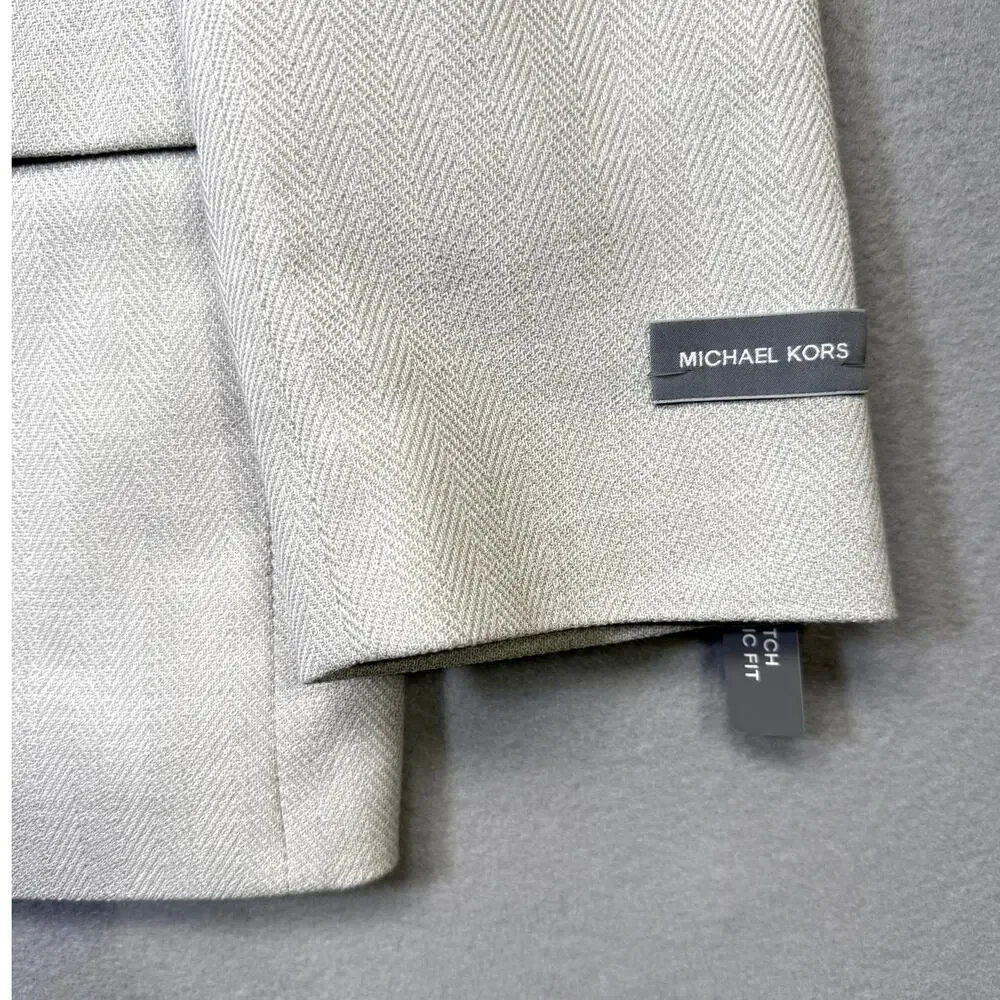 Michael Kors Men's Classic-Fit Herringbone Sport Coat Silver Grey 42R $375